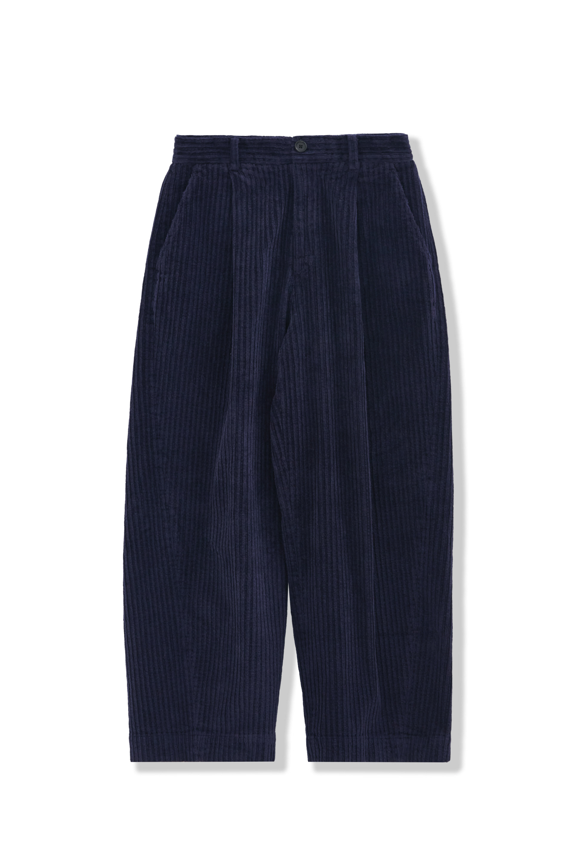 extreme curved wide trousers_navy